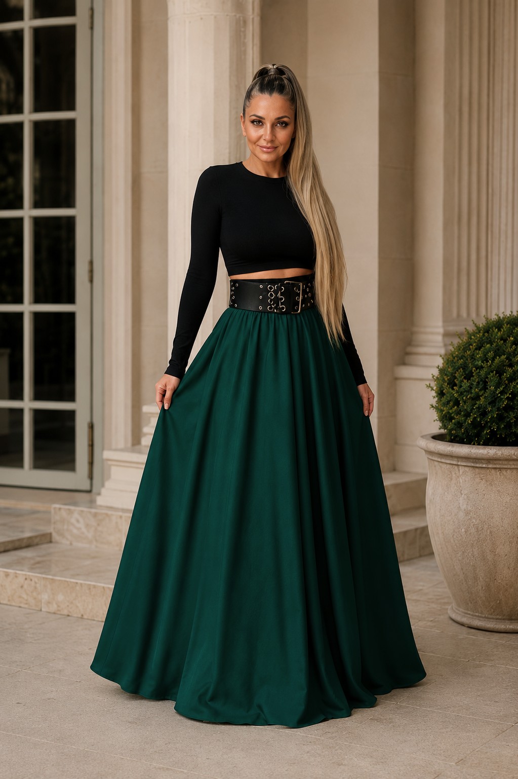 Dlouhá sukně - maxi sukně BOROS-SK-L-GREE01